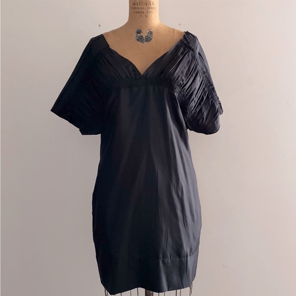 [PRADA] Black Silk V-neck Kimono sleeve Mini Dress